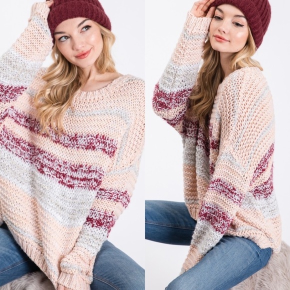 Sweaters - Adorable slouchy blush thick knit sweater